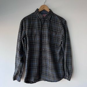 Men’s Vintage Wrangler Olive Green and Blue Plaid Flannel